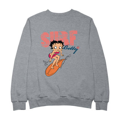 Betty Boop Surf Betty Riding Orange Board Women's Sweatshirt