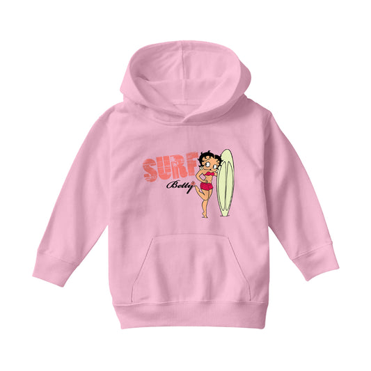 Betty Boop Surf Pale Green Board Pose Kids Hooded Sweatshirt