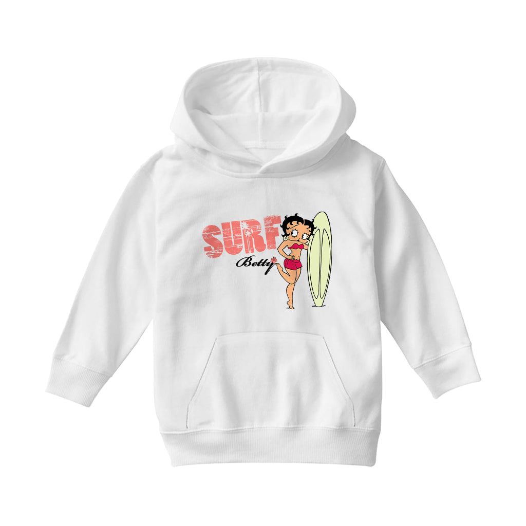 Betty Boop Surf Pale Green Board Pose Kids Hooded Sweatshirt