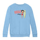 Betty Boop Surf Pale Green Board Pose Kids Sweatshirt