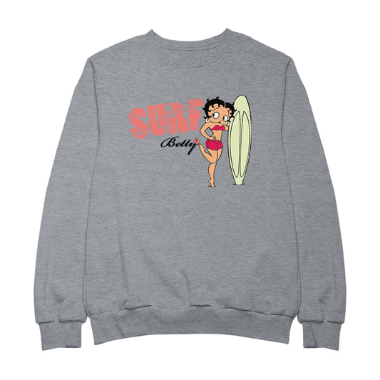 Betty Boop Surf Pale Green Board Pose Men's Sweatshirt