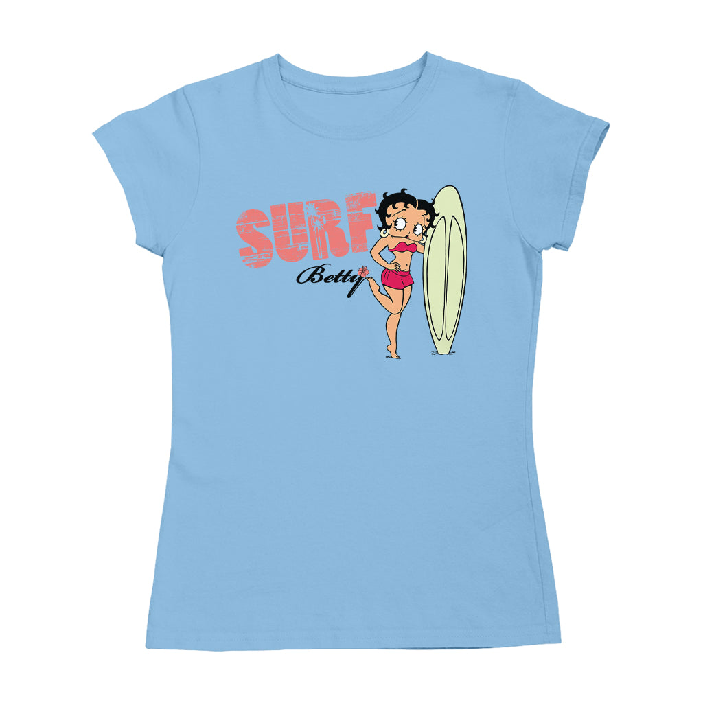Betty Boop Surf Pale Green Board Pose Women's T-Shirt