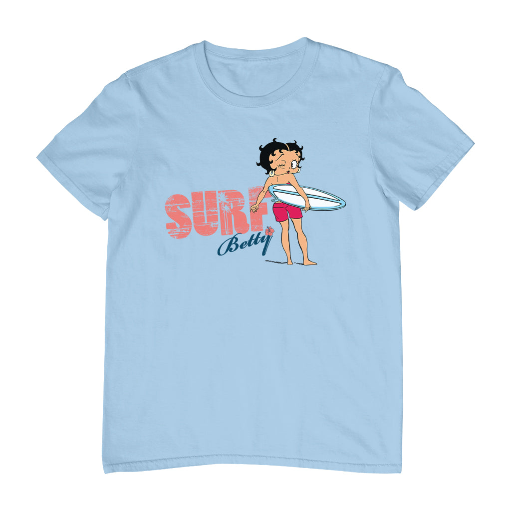 Betty Boop Surf White And Blue Board Men's T-Shirt
