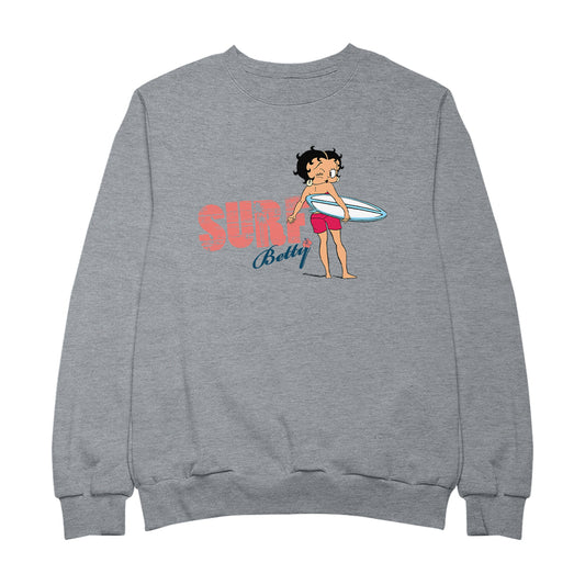 Betty Boop Surf White And Blue Board Women's Sweatshirt