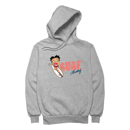 Betty Boop Surf Red Stripe Board Men's Hooded Sweatshirt