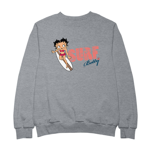 Betty Boop Surf Red Stripe Board Women's Sweatshirt