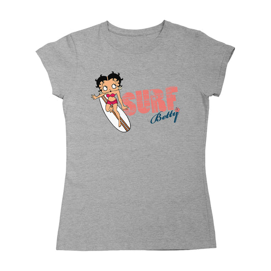 Betty Boop Surf Red Stripe Board Women's T-Shirt