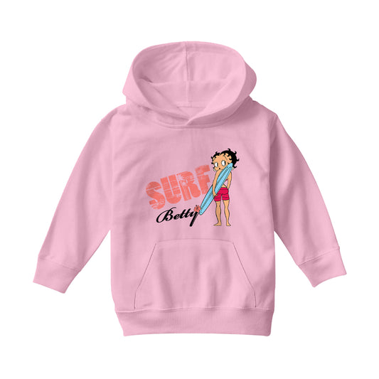Betty Boop Surf Board Pose Kids Hooded Sweatshirt