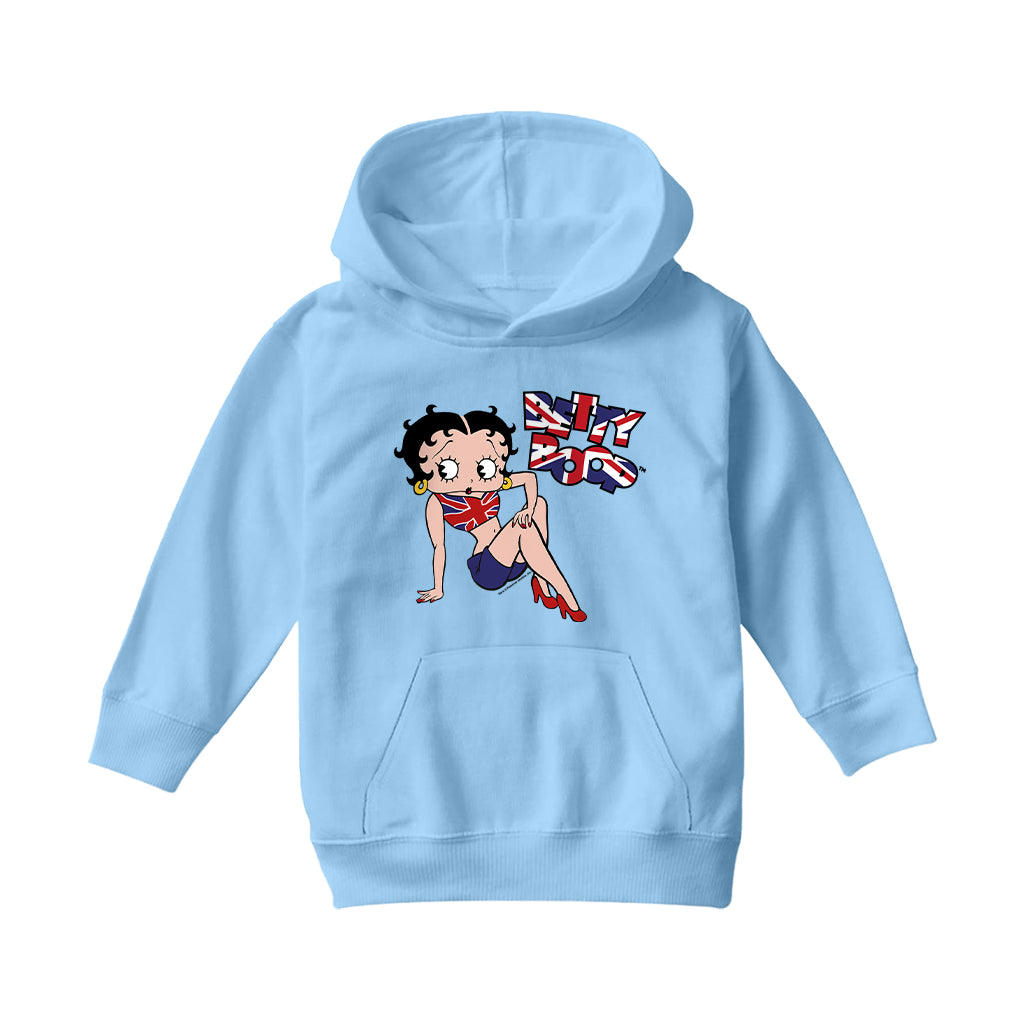 Betty Boop UK Union Jack Flag Clothing Kids Hooded Sweatshirt