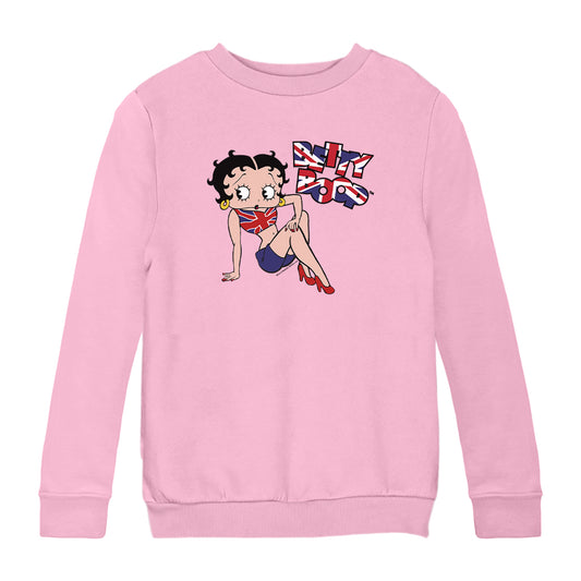 Betty Boop UK Union Jack Flag Clothing Kids Sweatshirt