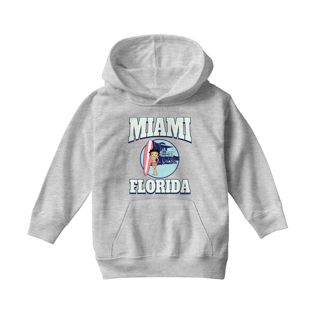 Betty Boop Miami Florida Surf Scene Kids Hooded Sweatshirt