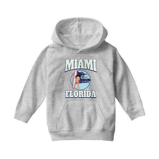 Betty Boop Miami Florida Surf Scene Kids Hooded Sweatshirt