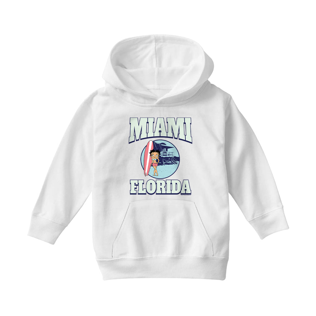 Betty Boop Miami Florida Surf Scene Kids Hooded Sweatshirt