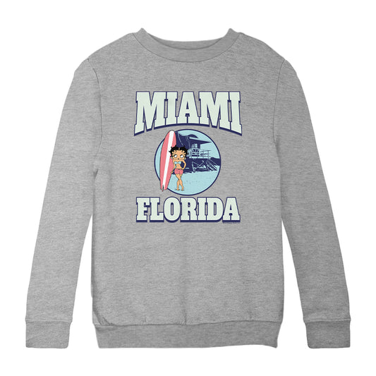 Betty Boop Miami Florida Surf Scene Kids Sweatshirt