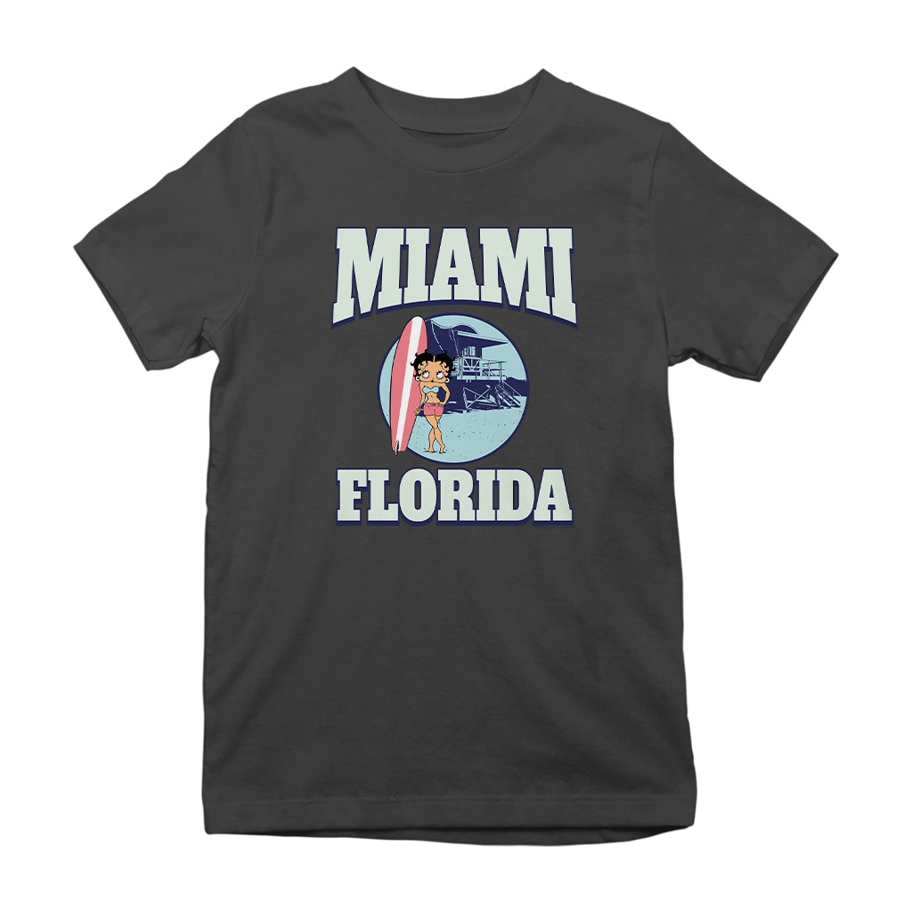 Betty Boop Miami Florida Surf Scene Kids T-Shirt
