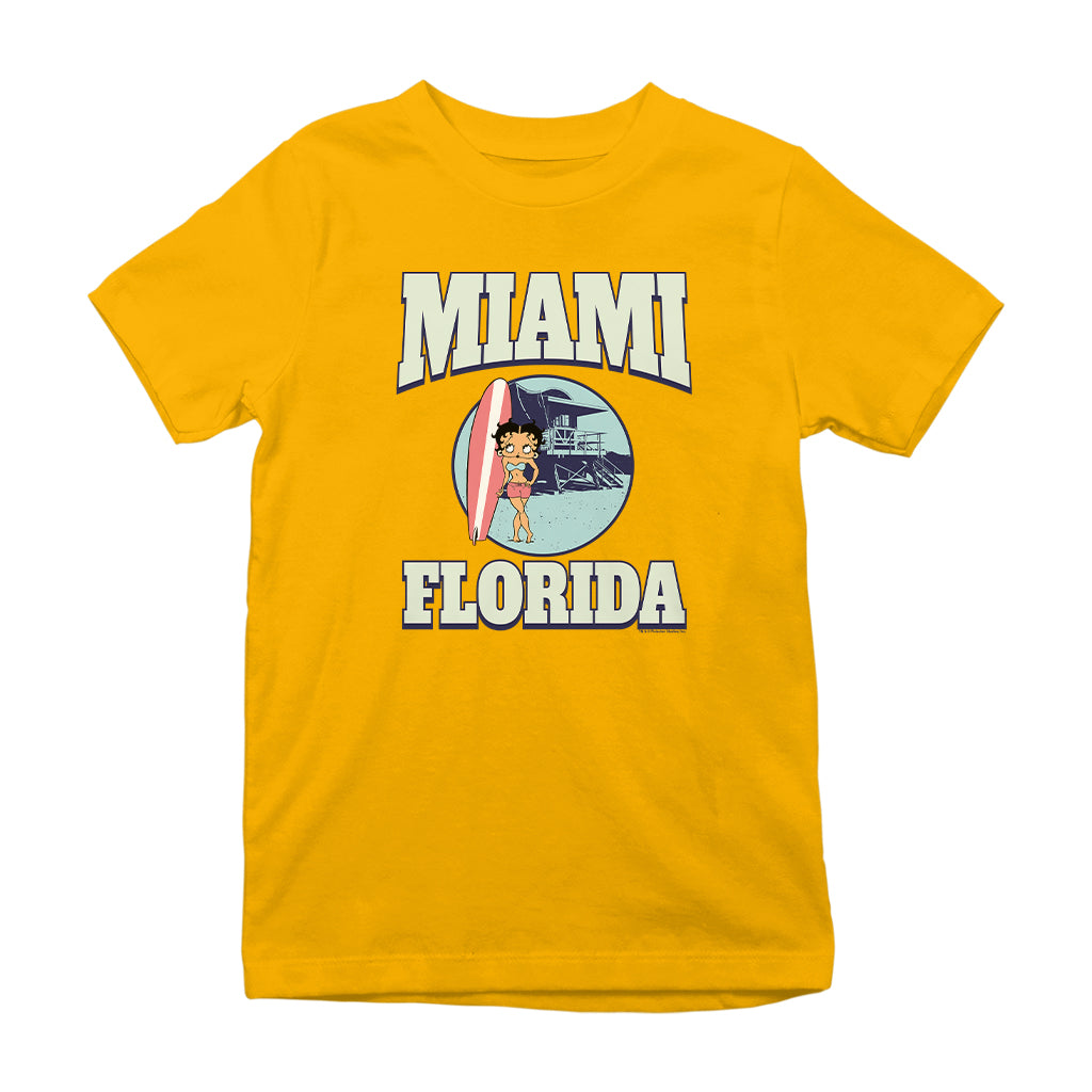 Betty Boop Miami Florida Surf Scene Kids T-Shirt