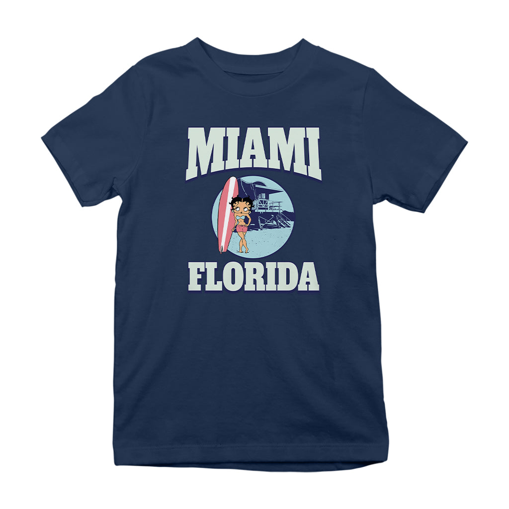 Betty Boop Miami Florida Surf Scene Kids T-Shirt