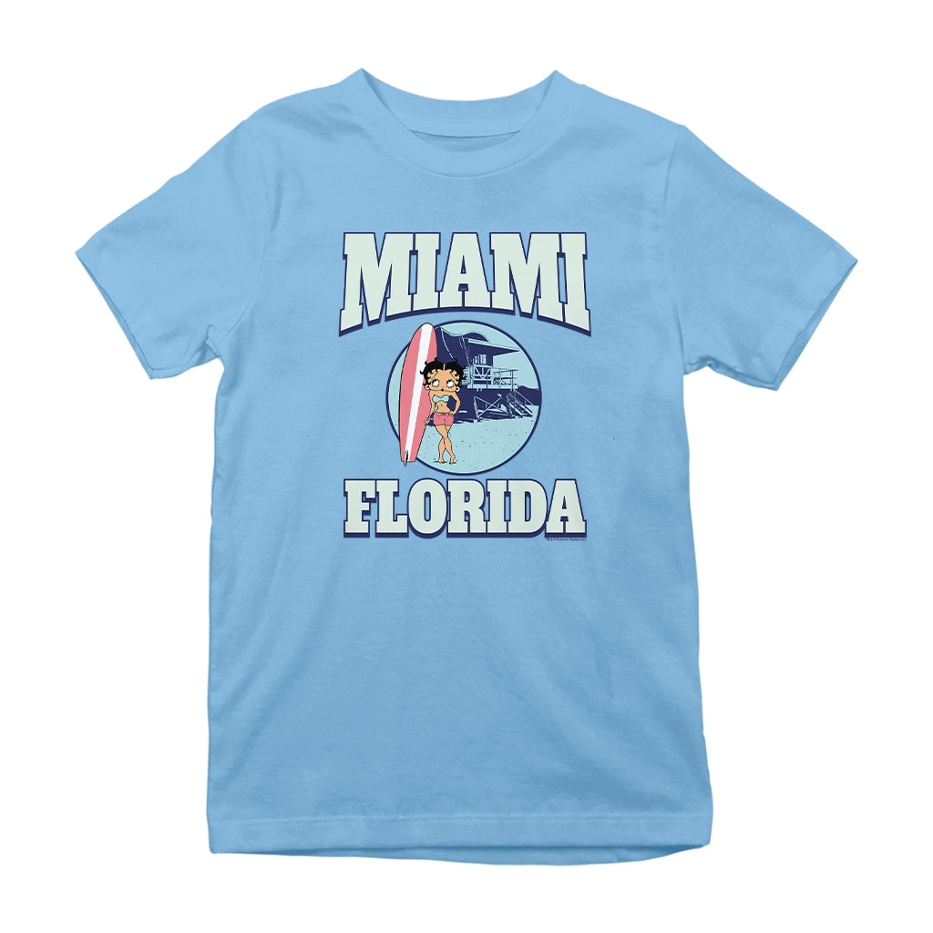 Betty Boop Miami Florida Surf Scene Kids T-Shirt
