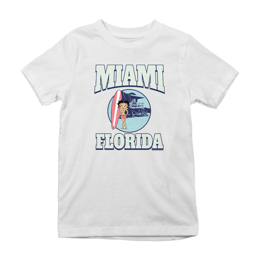 Betty Boop Miami Florida Surf Scene Kids T-Shirt