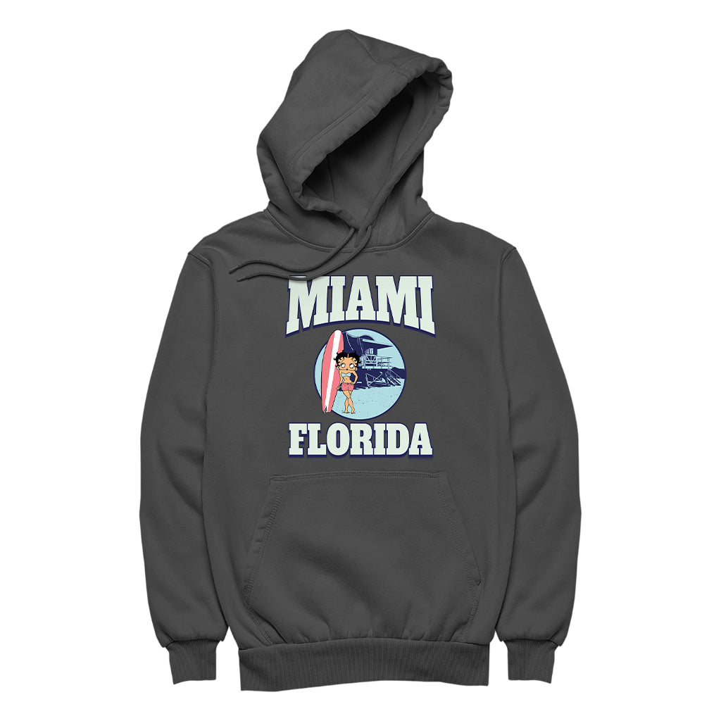 Betty Boop Miami Florida Surf Scene Men's Hooded Sweatshirt