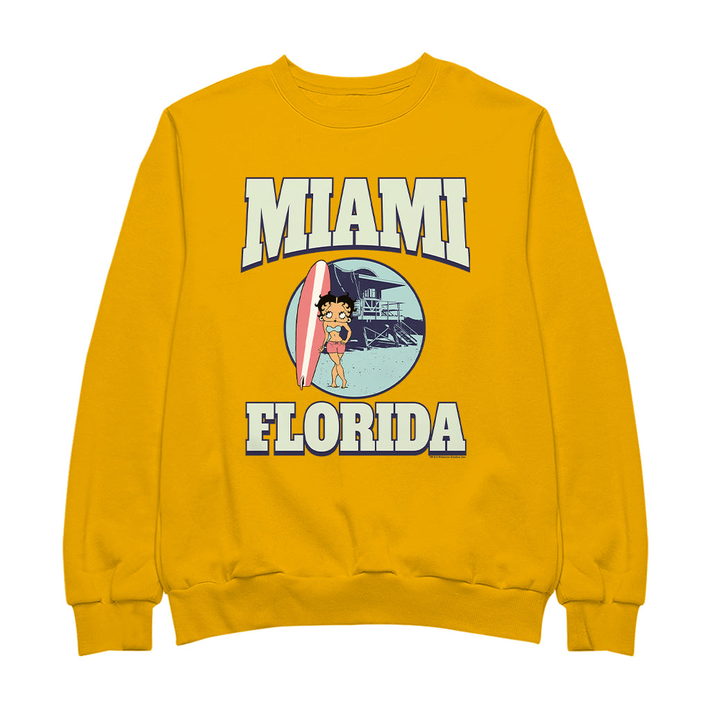 Betty Boop Miami Florida Surf Scene Men's Sweatshirt