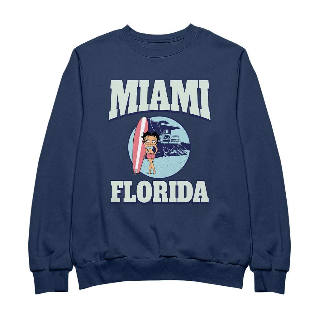 Betty Boop Miami Florida Surf Scene Men's Sweatshirt
