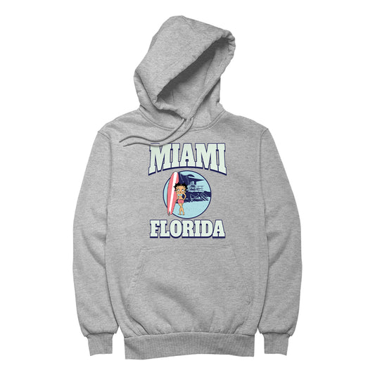 Betty Boop Miami Florida Surf Scene Women's Hooded Sweatshirt