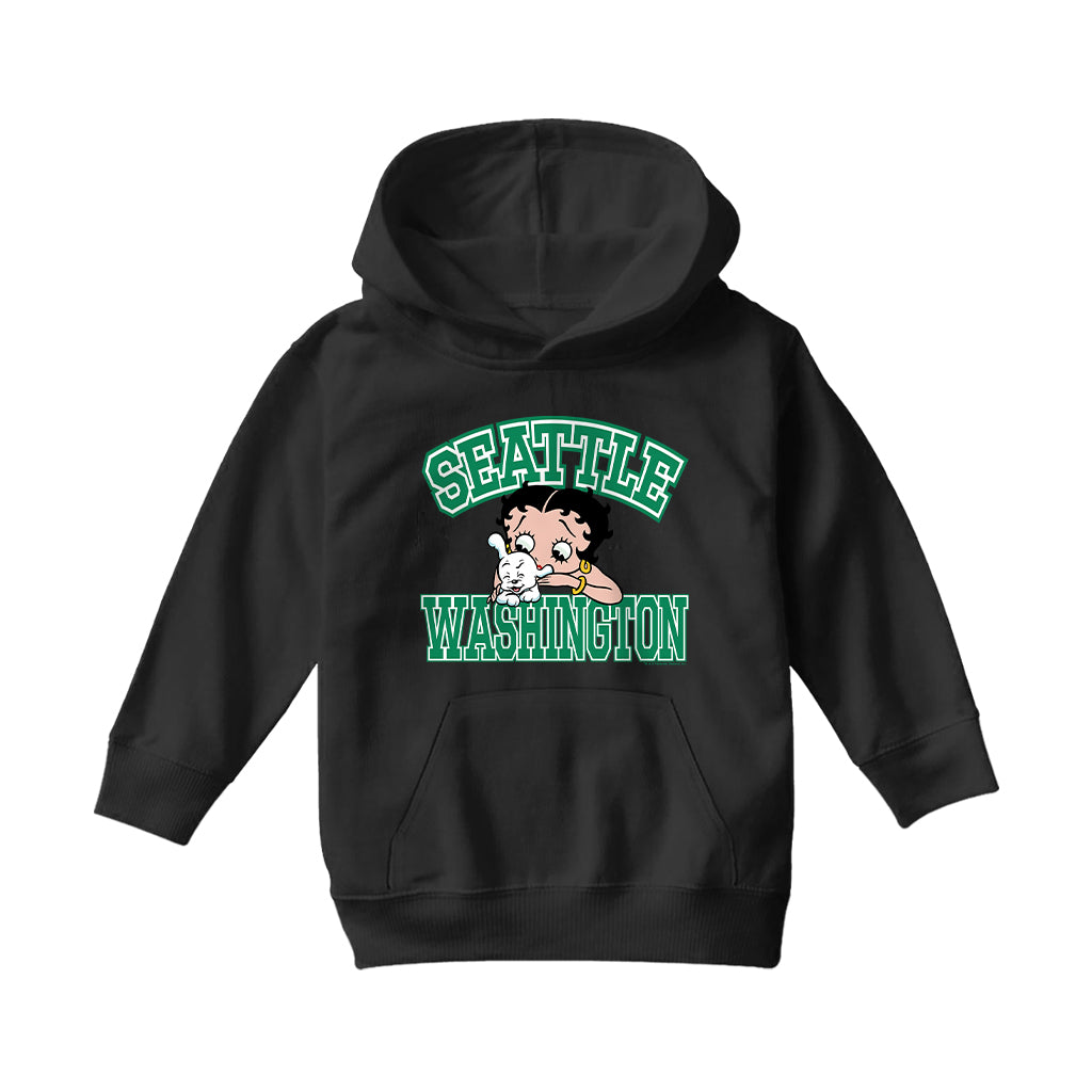 Betty Boop Pudgy Seattle Washington Kids Hooded Sweatshirt