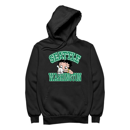 Betty Boop Pudgy Seattle Washington Men's Hooded Sweatshirt