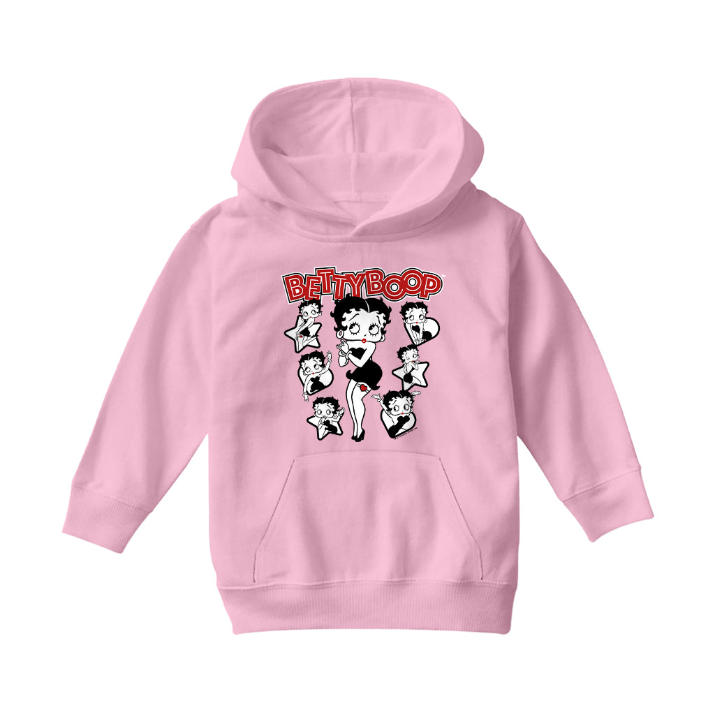 Betty Boop Hearts And Stars Poses Kids Hooded Sweatshirt
