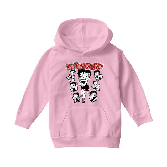 Betty Boop Hearts And Stars Poses Kids Hooded Sweatshirt