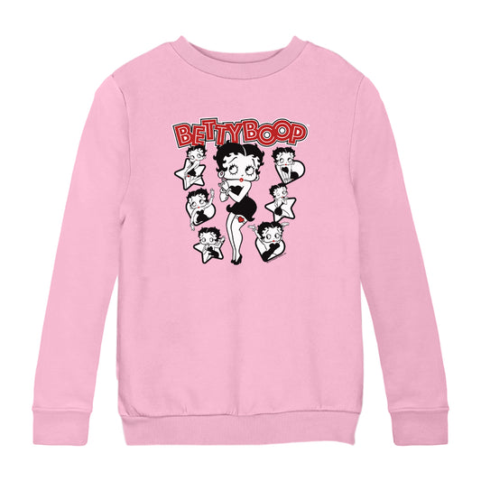 Betty Boop Hearts And Stars Poses Kids Sweatshirt