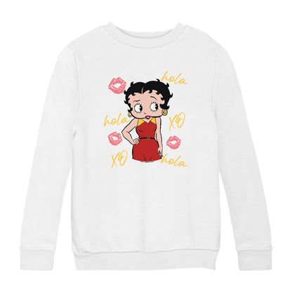 Betty Boop Hola XO Kisses Spain Flag Kids Sweatshirt