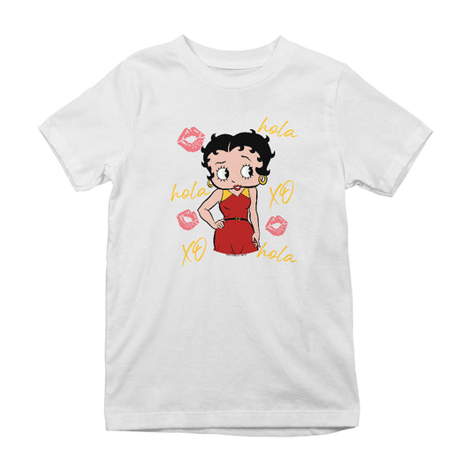 Betty Boop Hola XO Kisses Spain Flag Kids T-Shirt