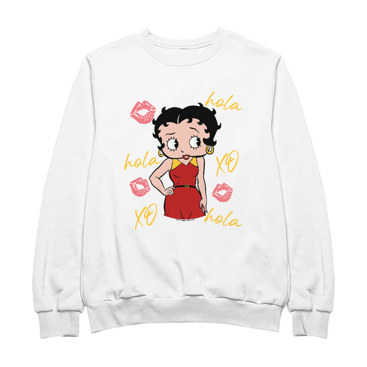 Betty Boop Hola XO Kisses Spain Flag Men's Sweatshirt