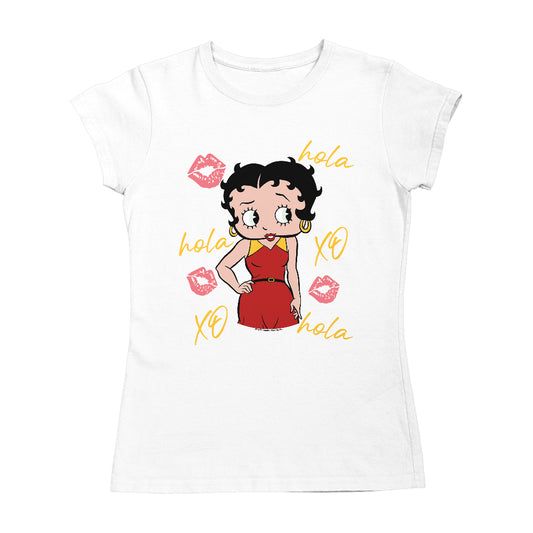Betty Boop Hola XO Kisses Spain Flag Women's T-Shirt