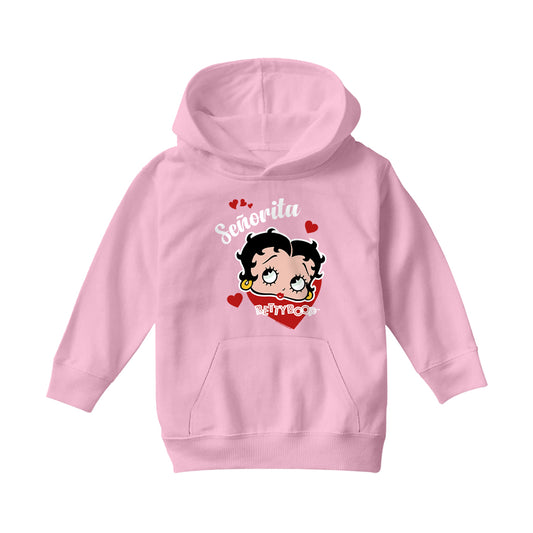 Betty Boop Senorita Hearts Kids Hooded Sweatshirt