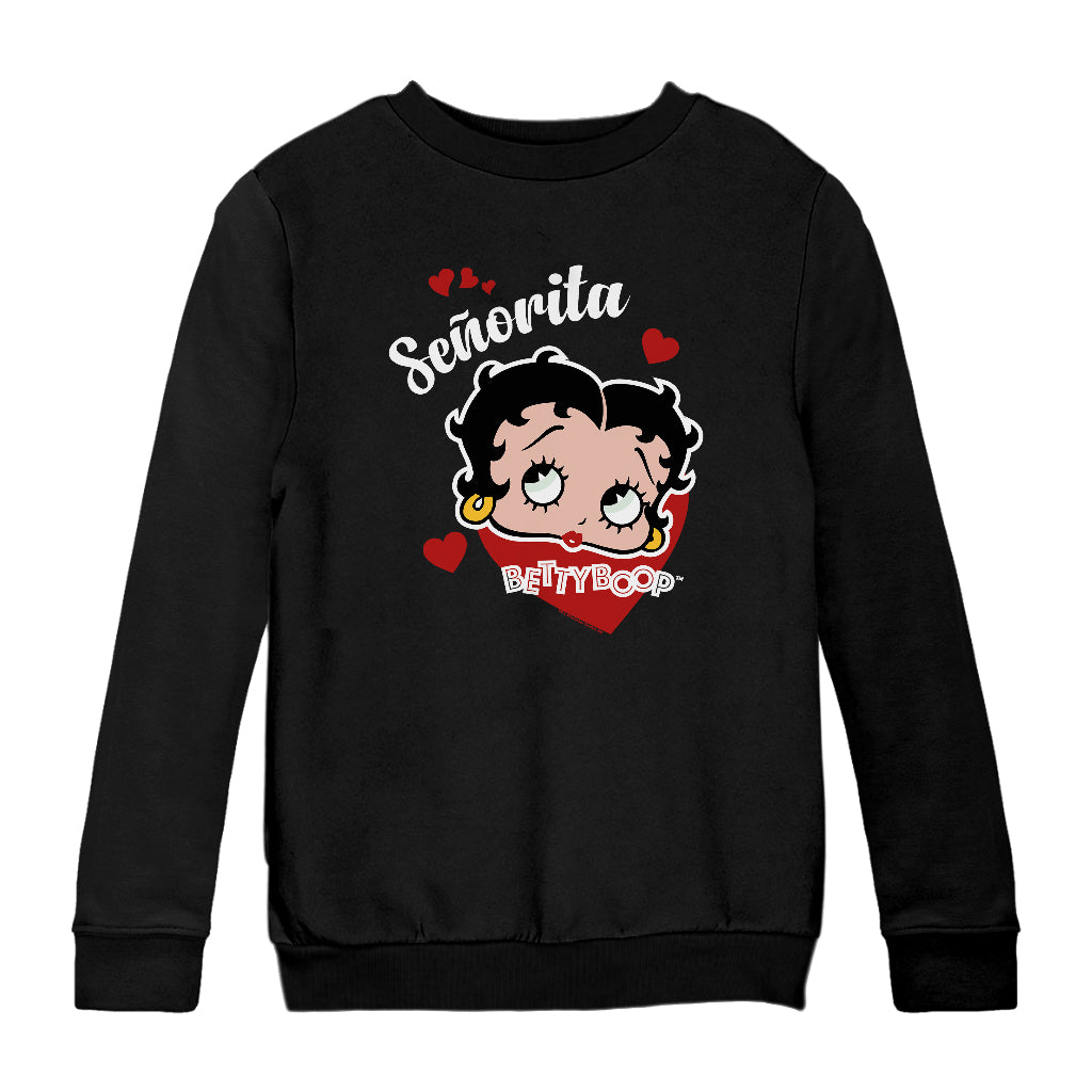 Betty Boop Senorita Hearts Kids Sweatshirt