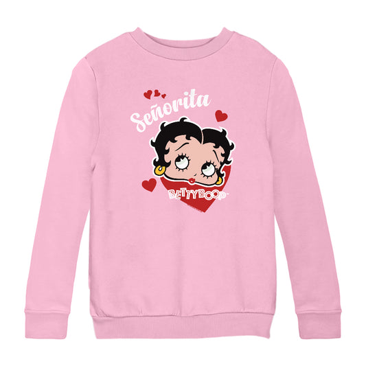 Betty Boop Senorita Hearts Kids Sweatshirt