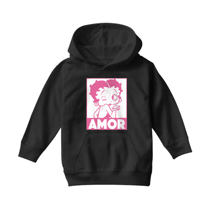 Betty Boop Amor Wink Kiss Kids Hooded Sweatshirt