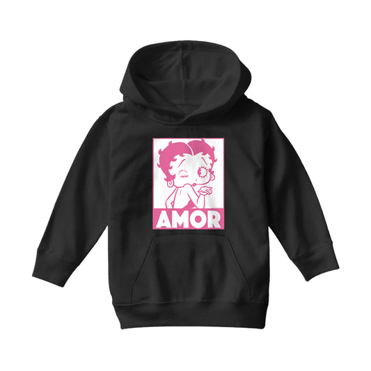 Betty Boop Amor Wink Kiss Kids Hooded Sweatshirt