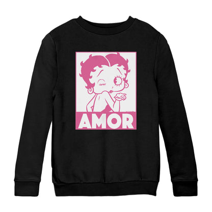 Betty Boop Amor Wink Kiss Kids Sweatshirt