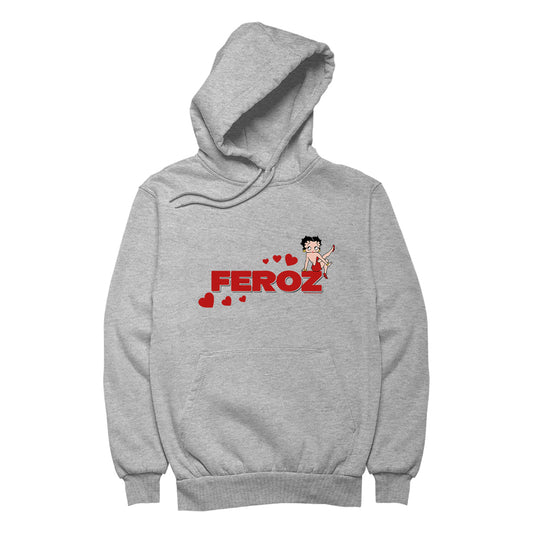 Betty Boop Feroz Hearts Men's Hooded Sweatshirt