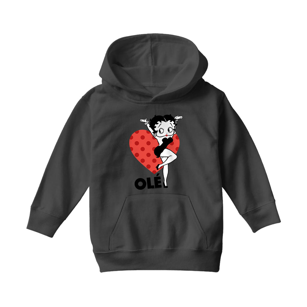 Betty Boop Ole Heart Pose Kids Hooded Sweatshirt