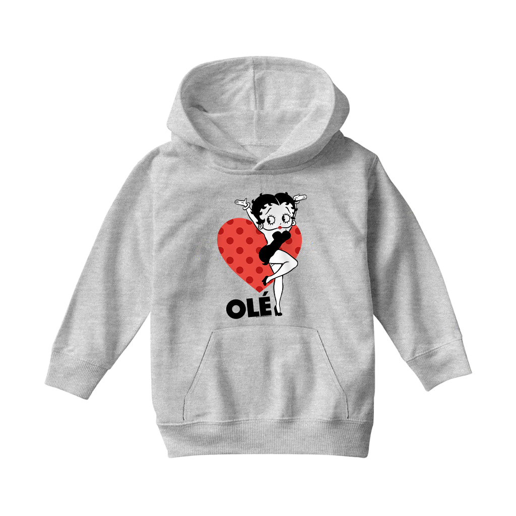 Betty Boop Ole Heart Pose Kids Hooded Sweatshirt