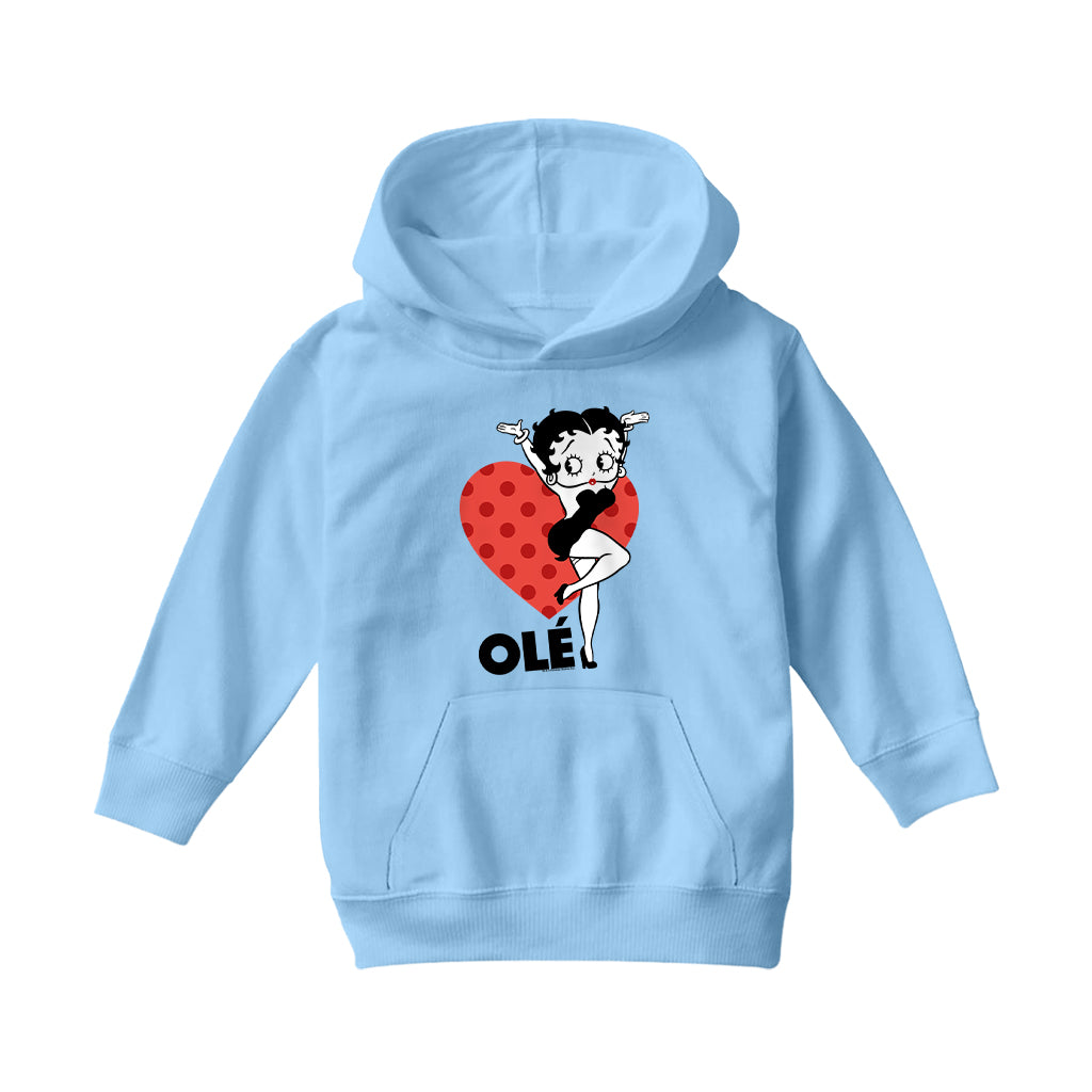 Betty Boop Ole Heart Pose Kids Hooded Sweatshirt