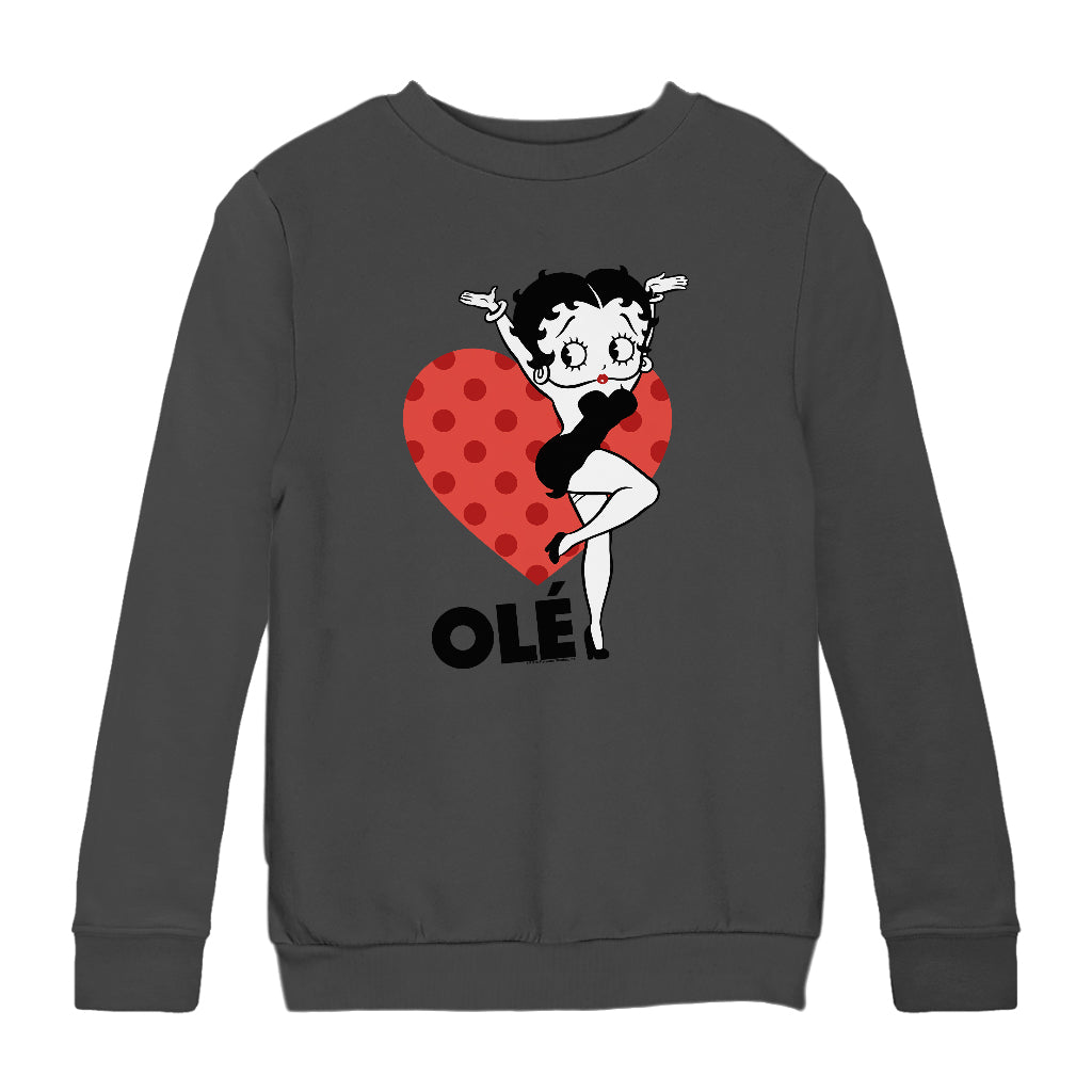 Betty Boop Ole Heart Pose Kids Sweatshirt