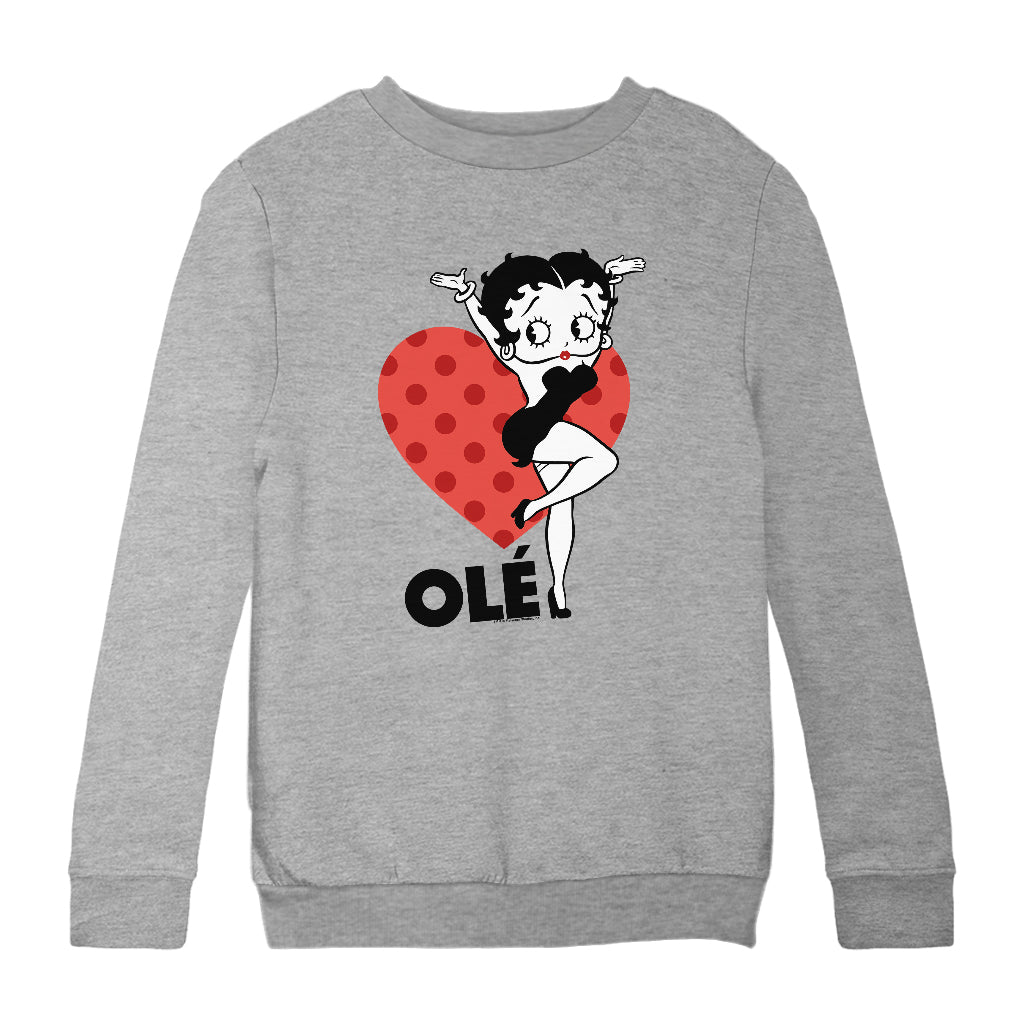 Betty Boop Ole Heart Pose Kids Sweatshirt