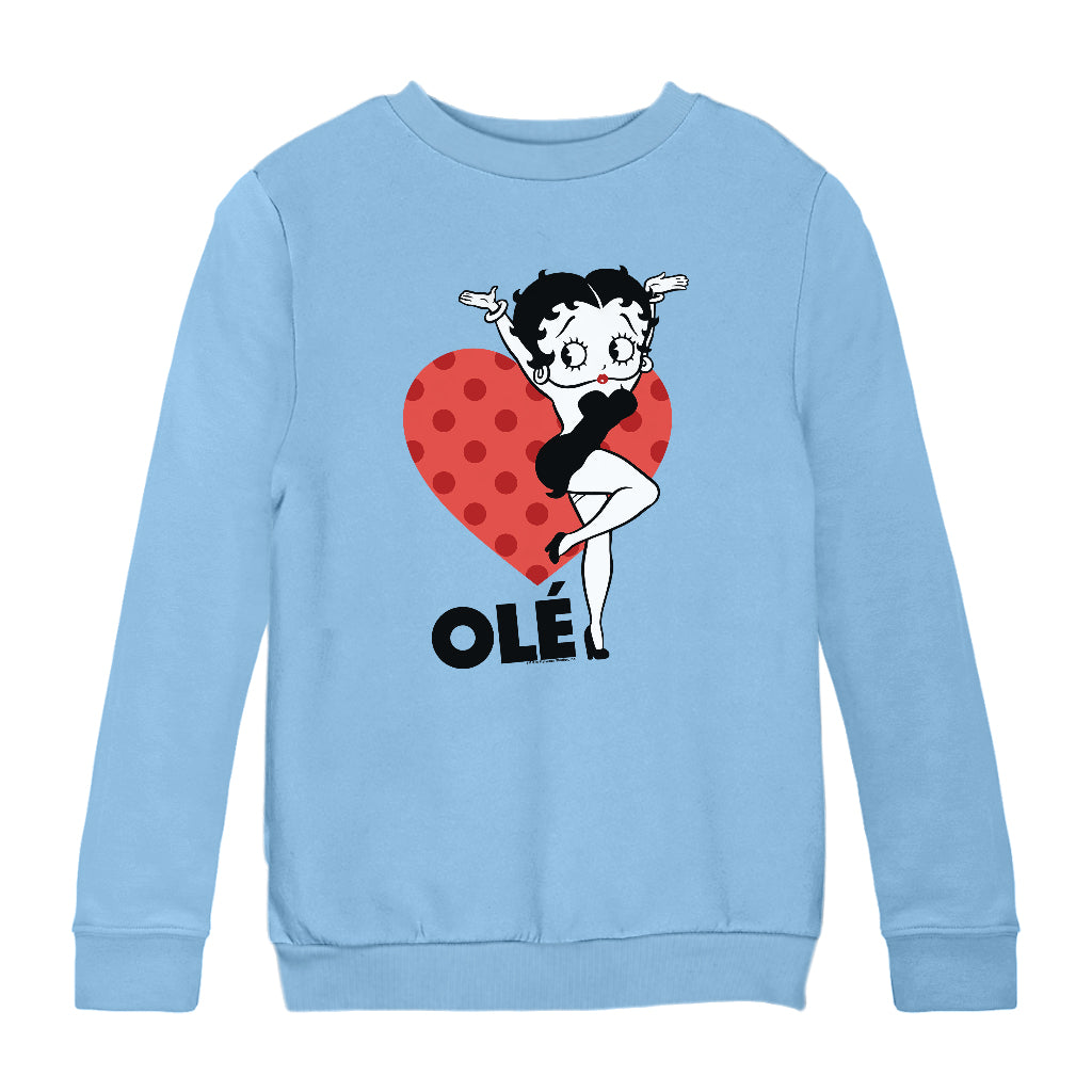 Betty Boop Ole Heart Pose Kids Sweatshirt