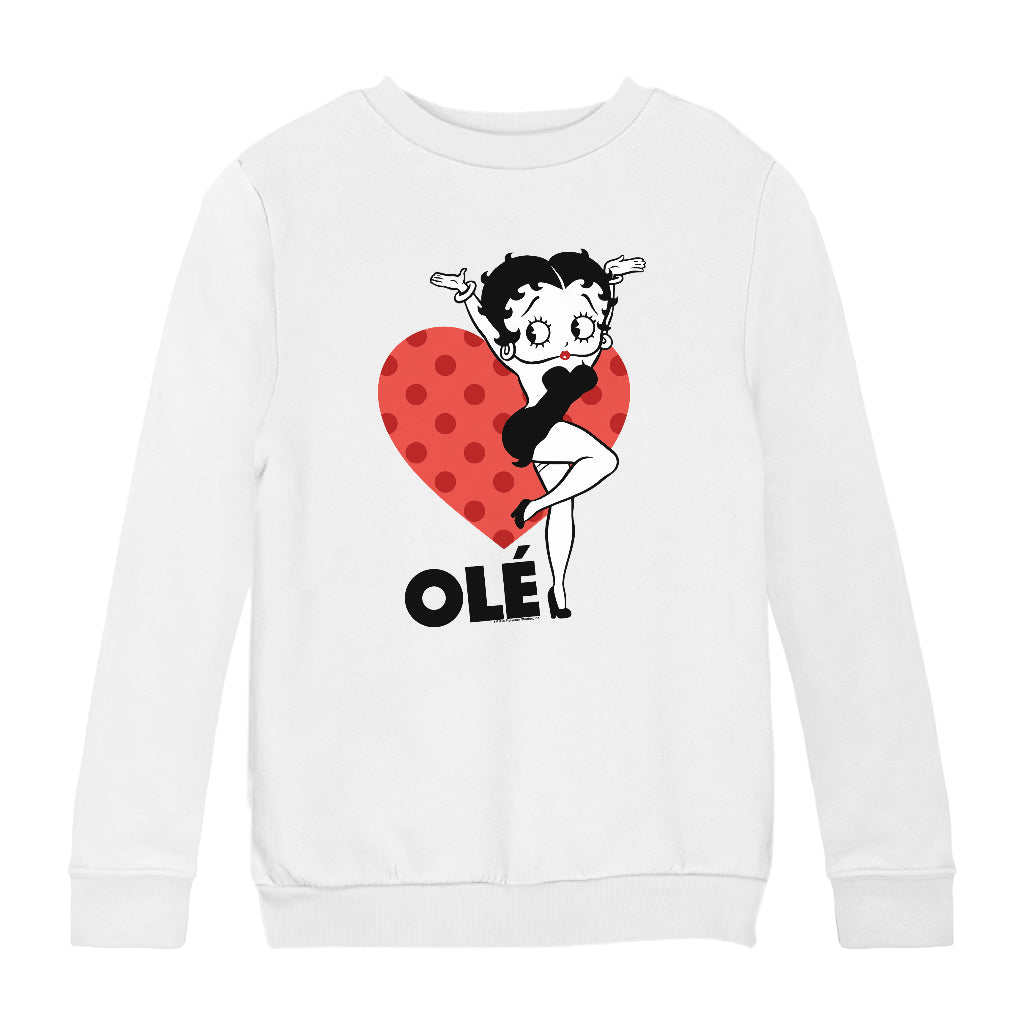 Betty Boop Ole Heart Pose Kids Sweatshirt